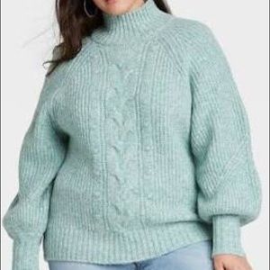 Ava & Viv Mock Turtleneck Pullover Cable Knit Sweater 4X